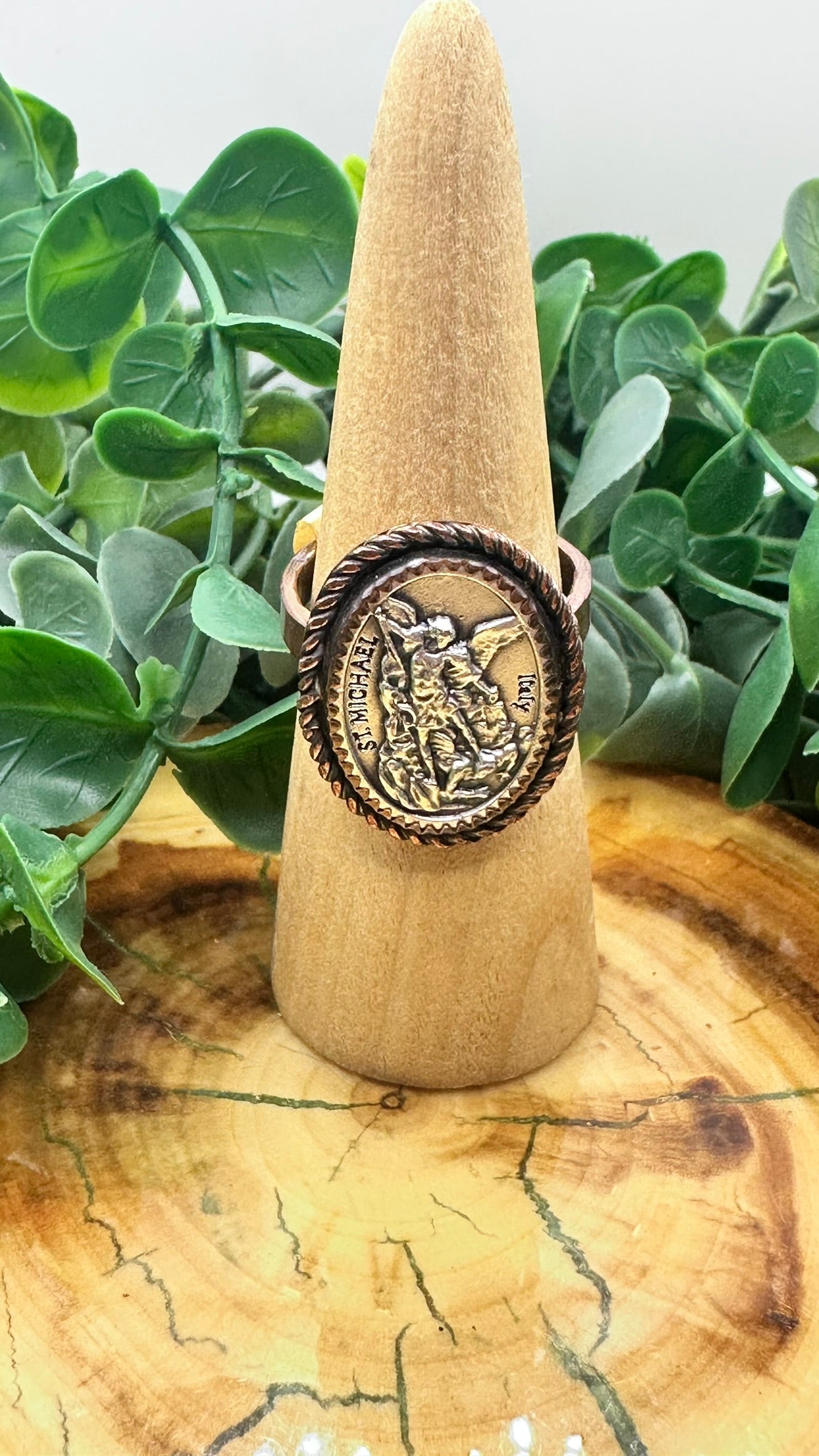 Copper Archangel St. Michael Adjustable Ring