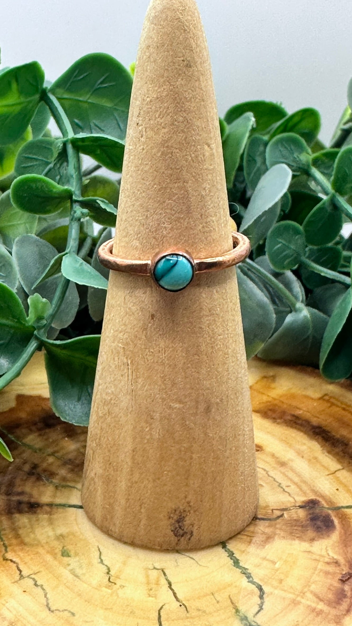 Petite Turquoise Copper Ring
