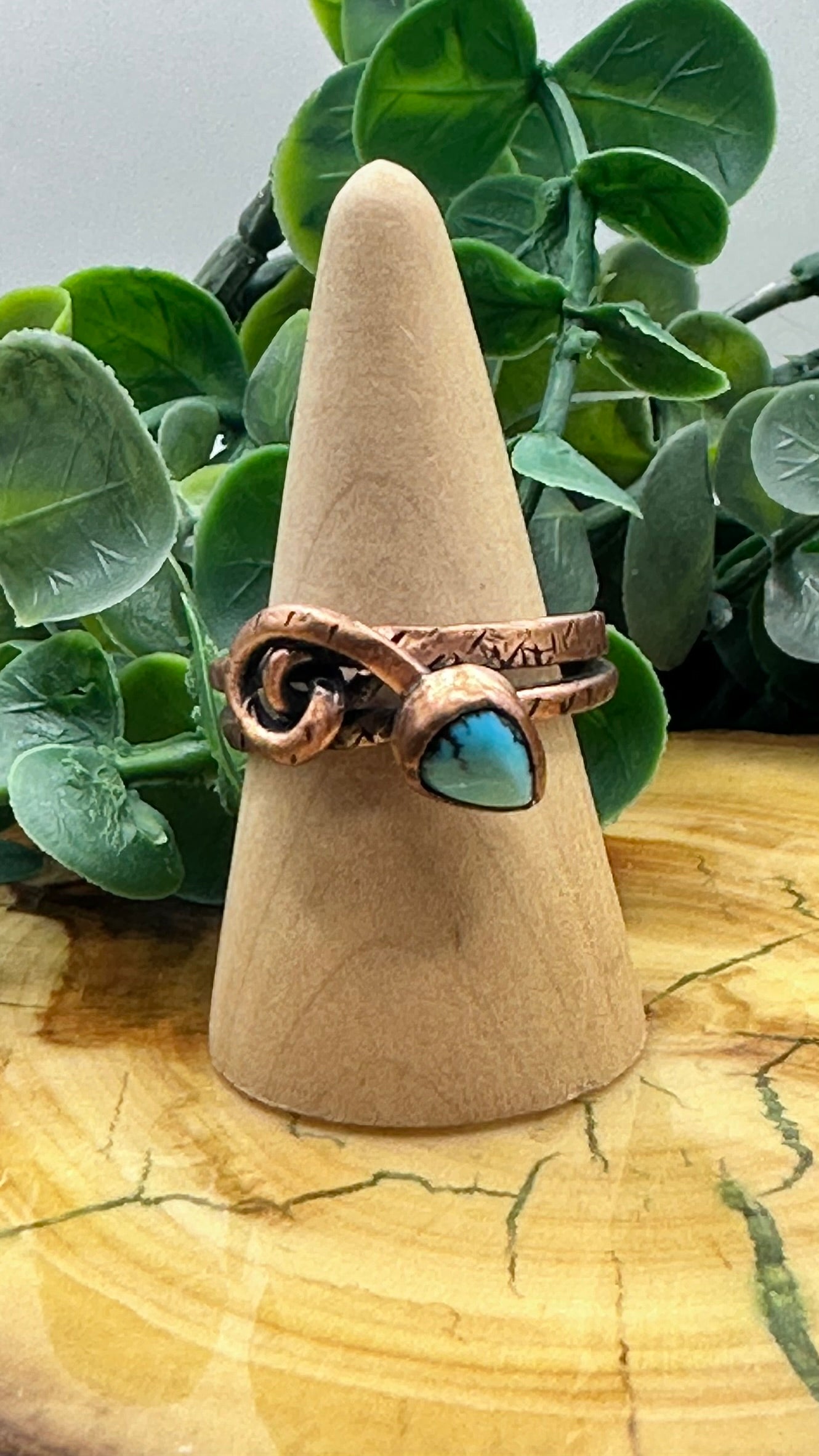 Copper & Turquoise Snake Ring