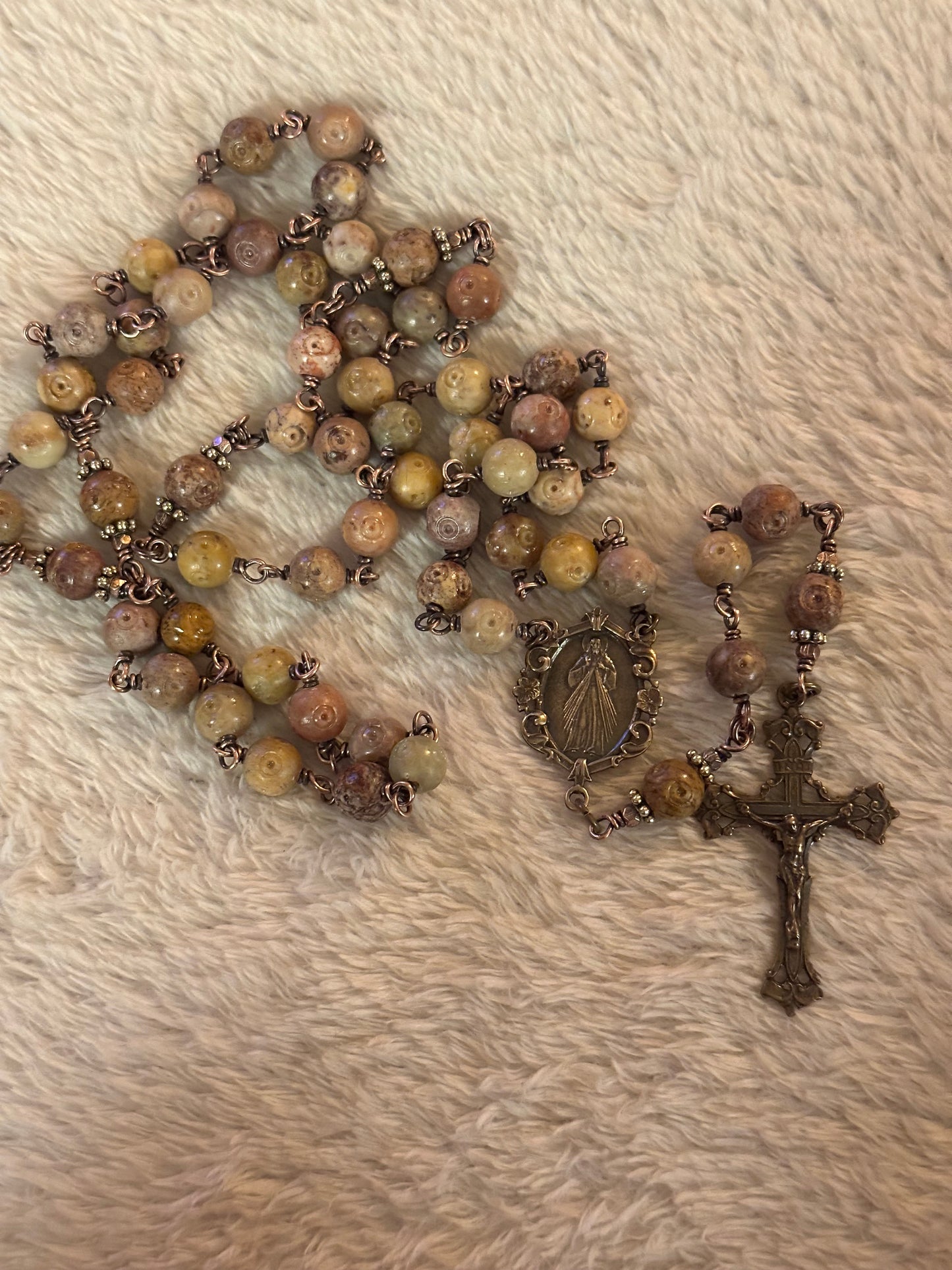 Carved soapstone and copper Rosary