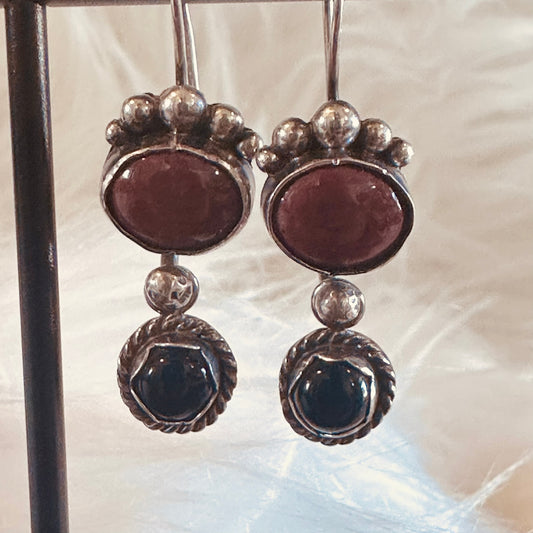 Red Jasper and Oynx Earrings