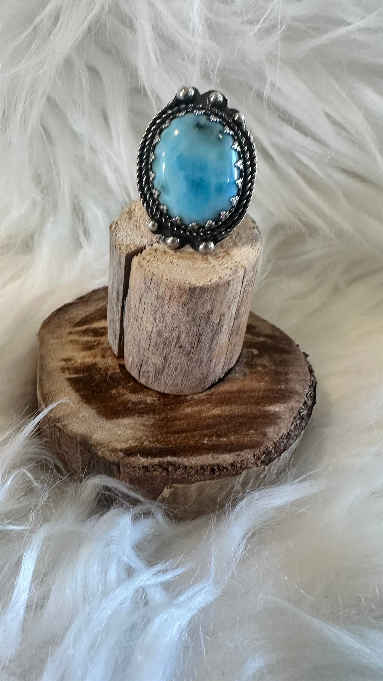Large Larimar Sterling Silver Ring