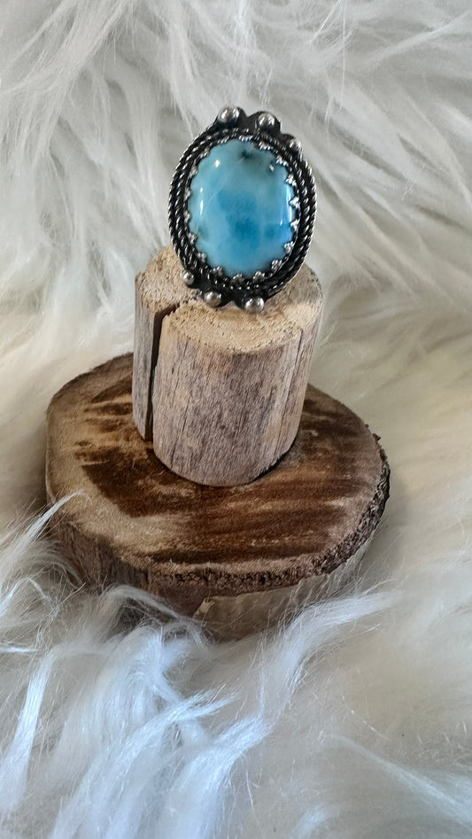 Large Larimar Sterling Silver Ring
