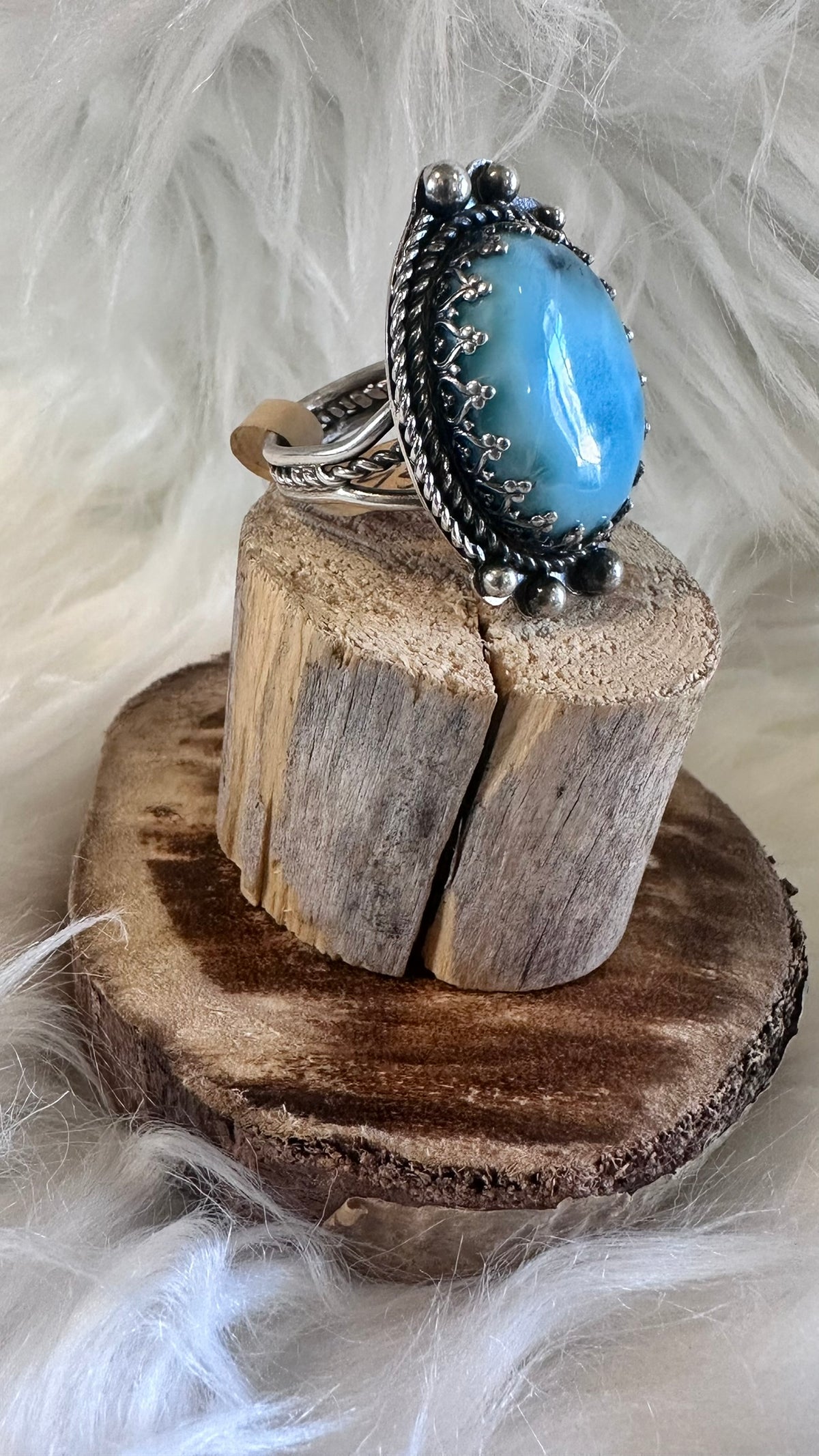 Large Larimar Sterling Silver Ring