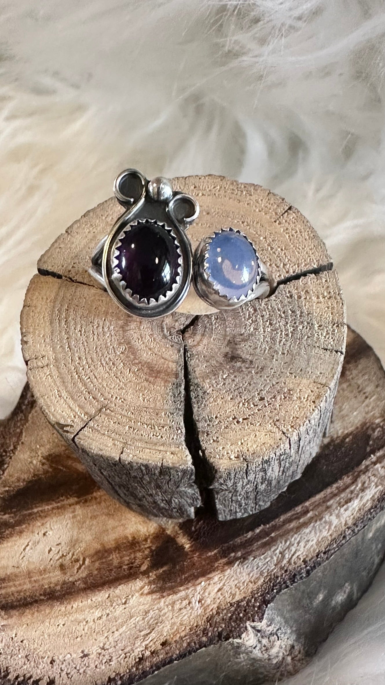 Amethyst and Lavendar moon quartz Sterling Silver Ring