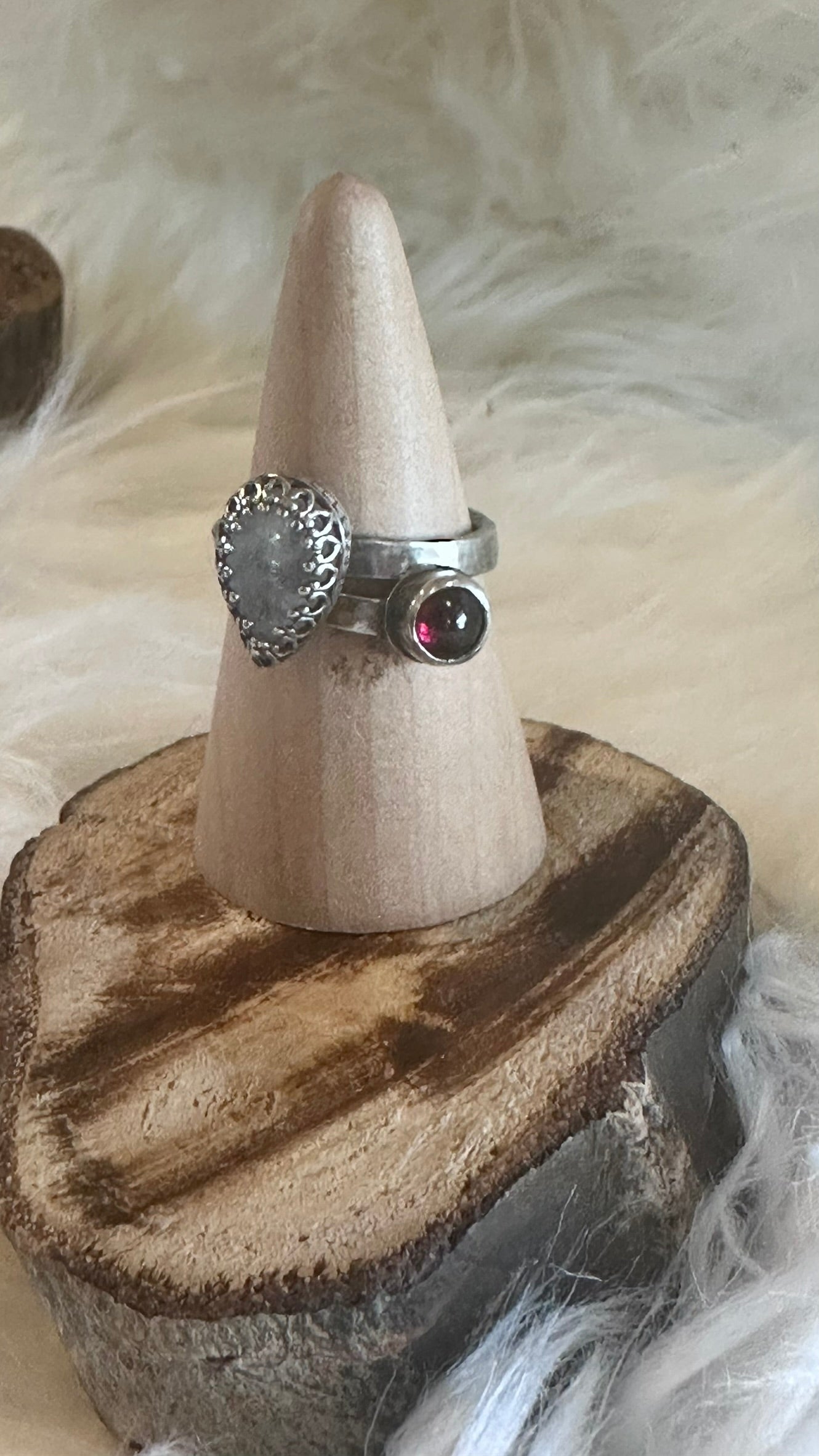 Sterling Silver Ring with Amethyst and Moonstone