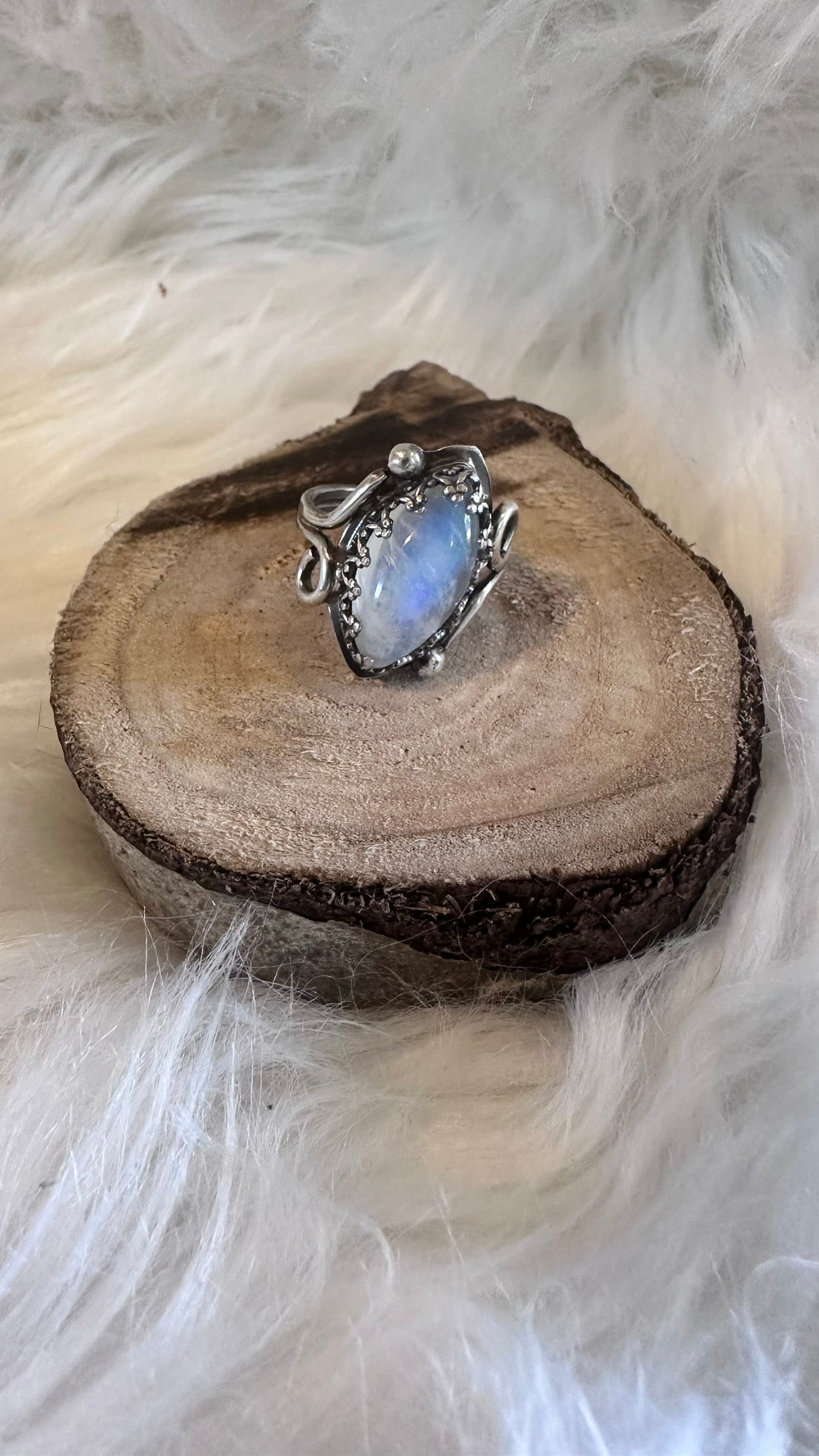 Large Moonstone Sterling Silver Ring