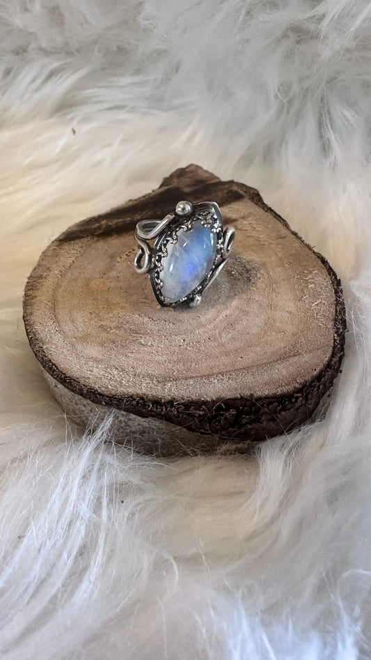 Large Moonstone Sterling Silver Ring