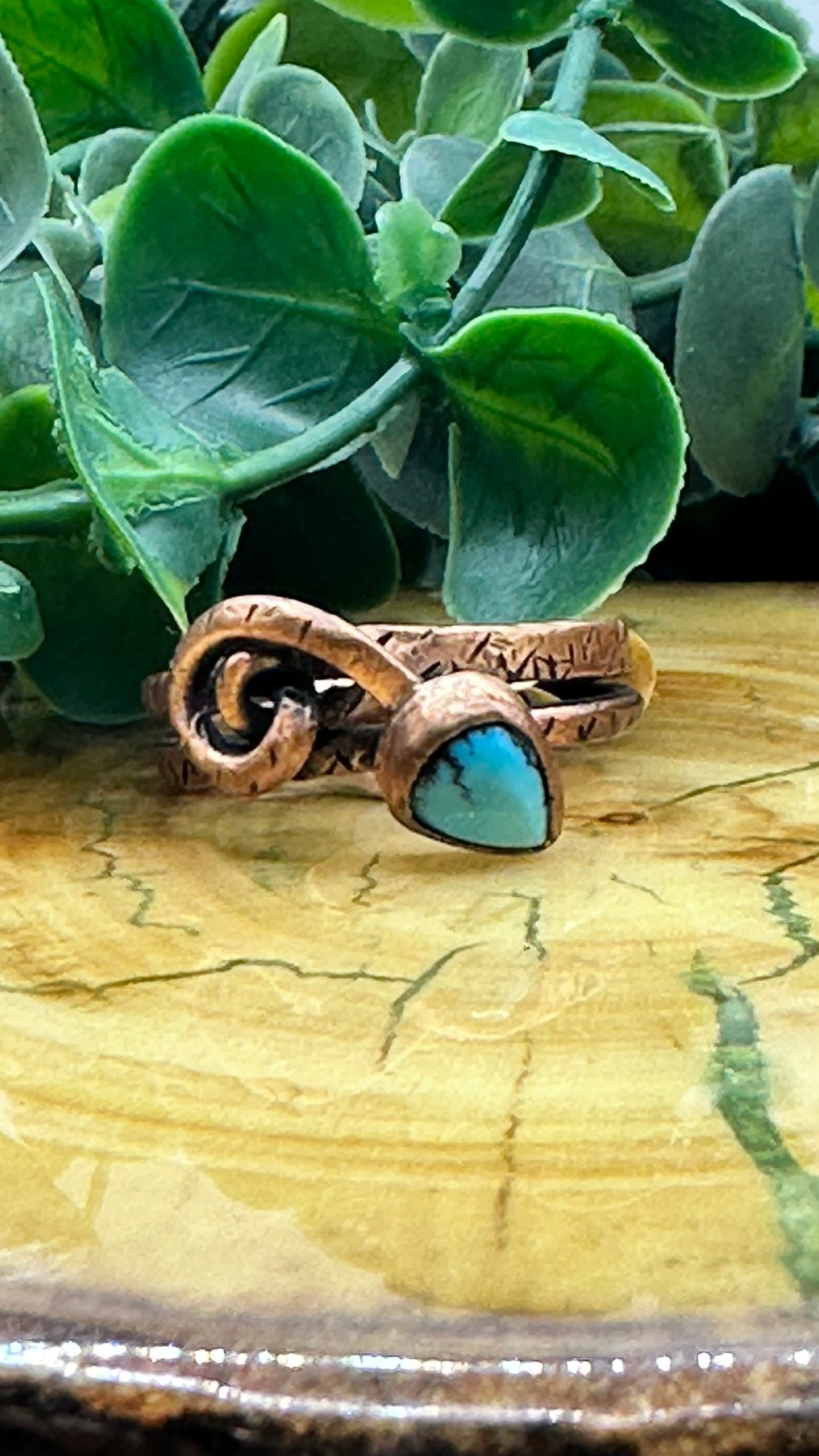 Copper & Turquoise Snake Ring