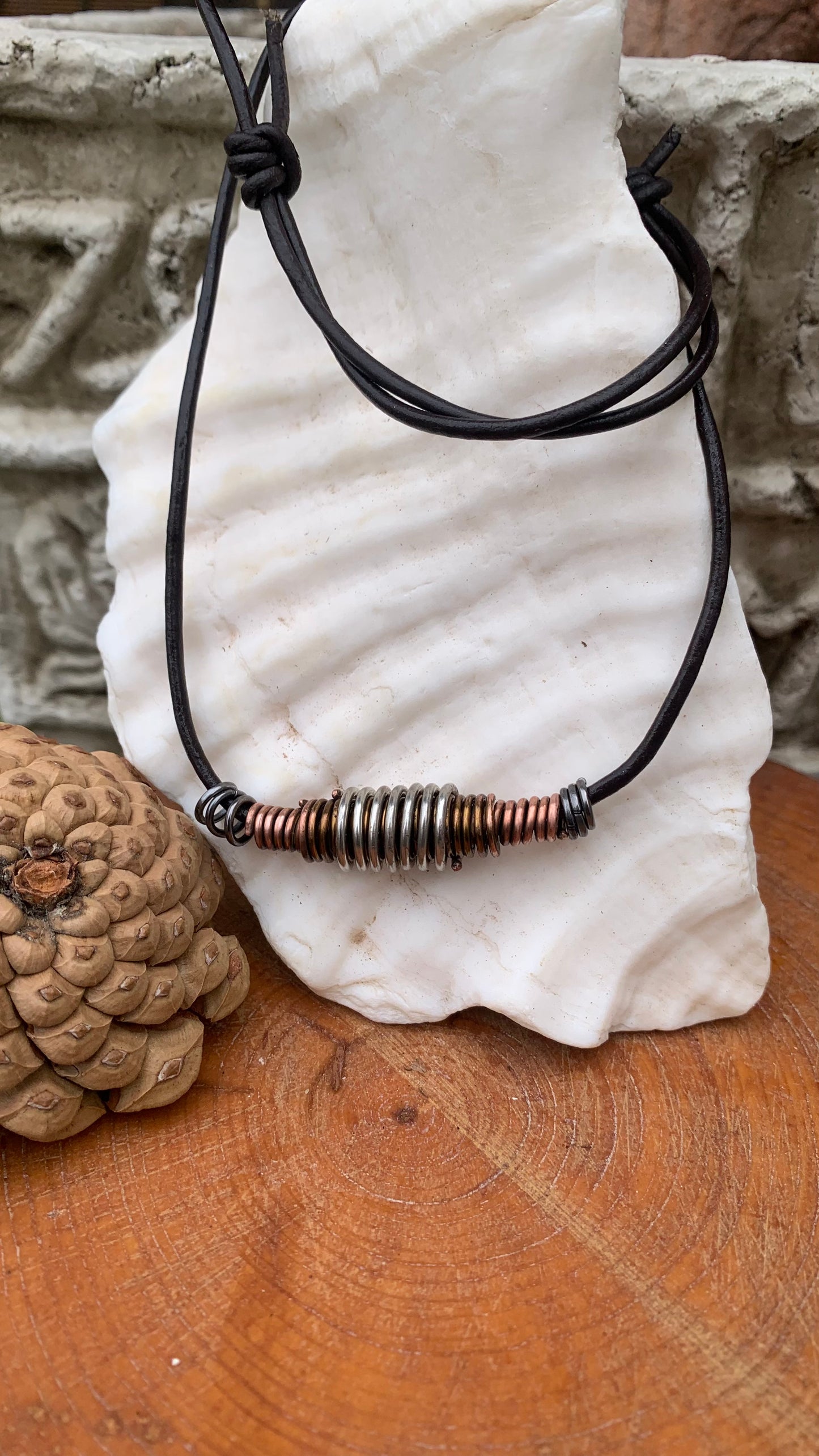 Tri-color Wire Coil necklace