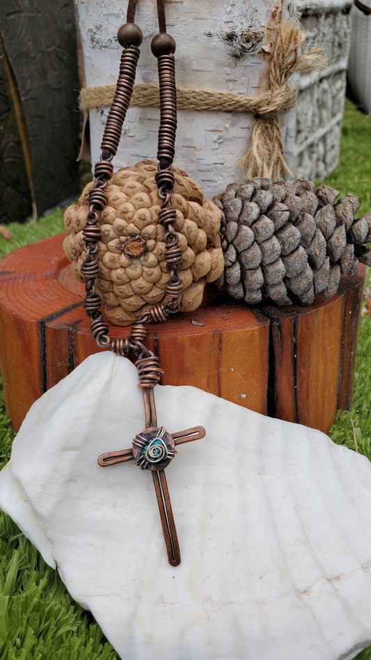 Bare Copper Chain with Cross