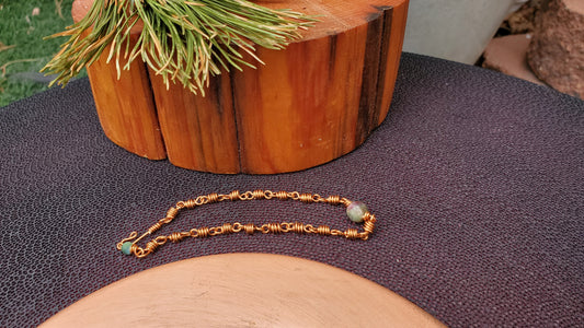 Red Kyanite with Copper Barrel links Bracelet