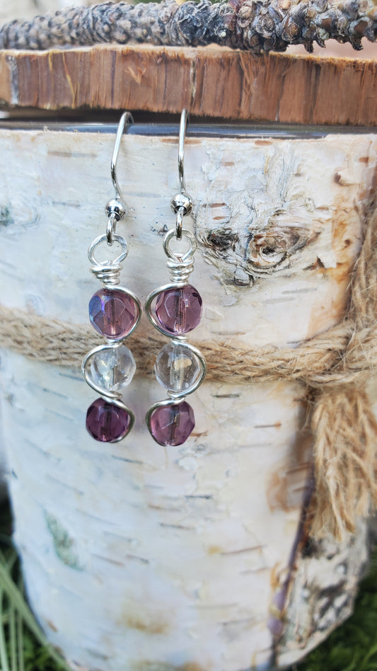 3 Stone wire wrapped earrings