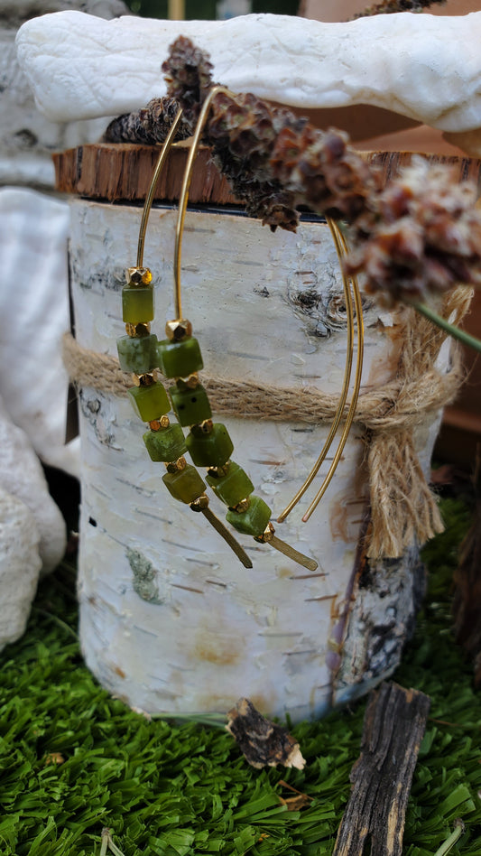 Jade with Gold wire earrings